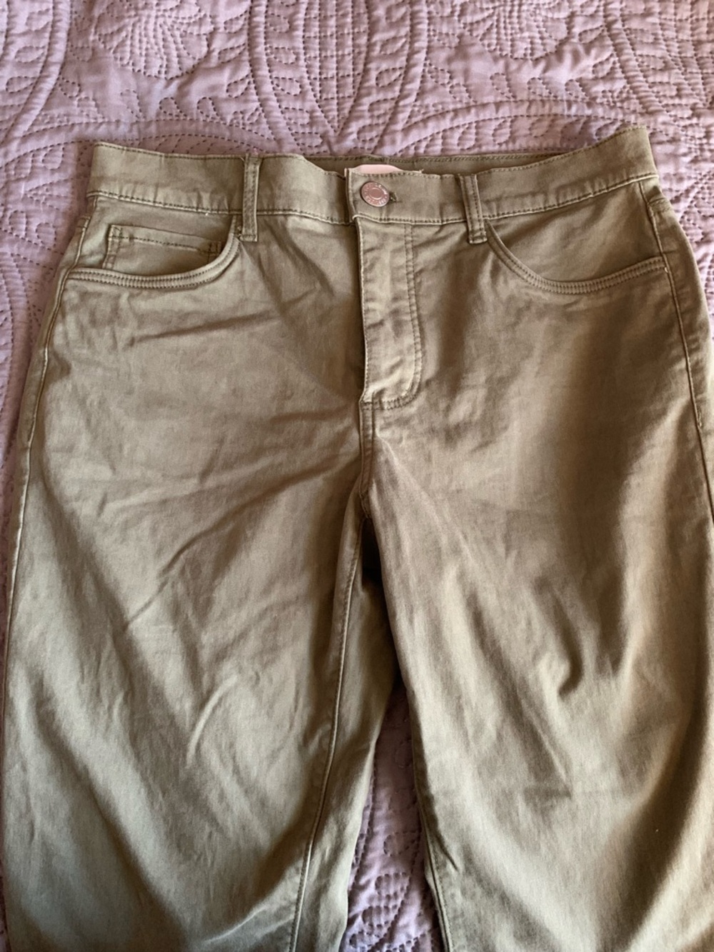 LOFT Olive Green High-Rise Skinny Pants